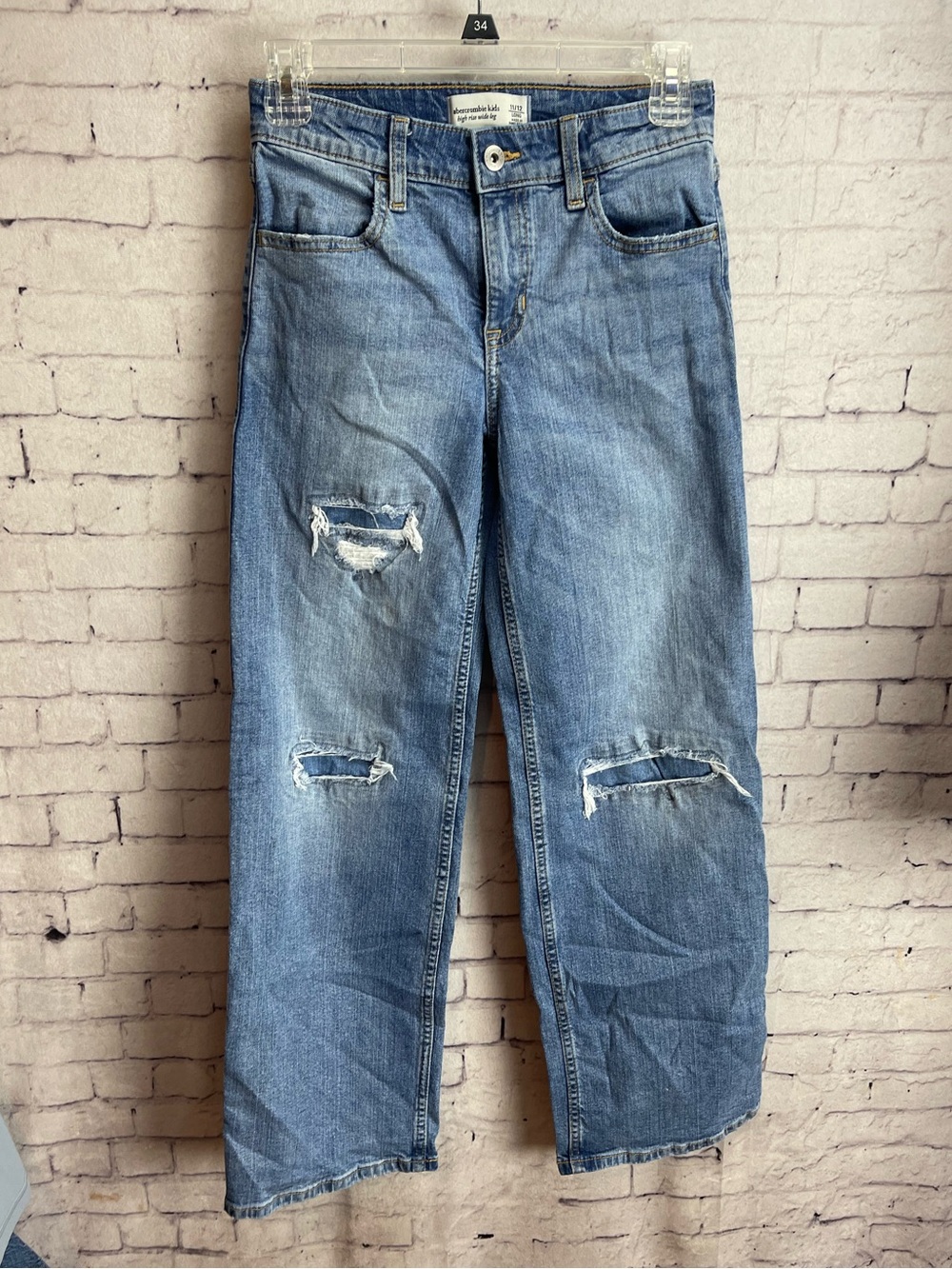 Abercrombie Kids size 11/12 high rise wide leg jeans distressed